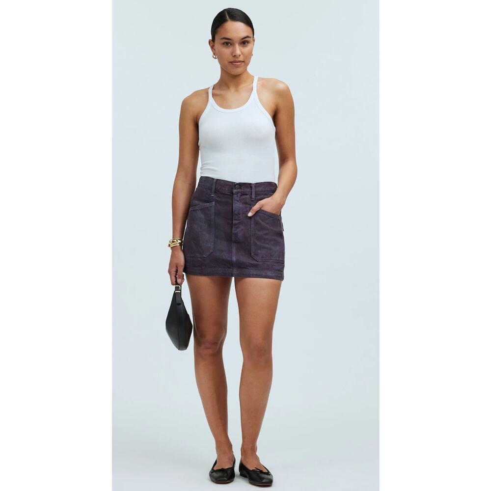 Madewell x MN Dye Studio Denim Patch-Pocket Micro Mini Skirt NO931 Size 31